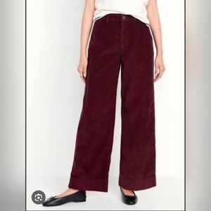 Wide leg burgundy corduroy pants